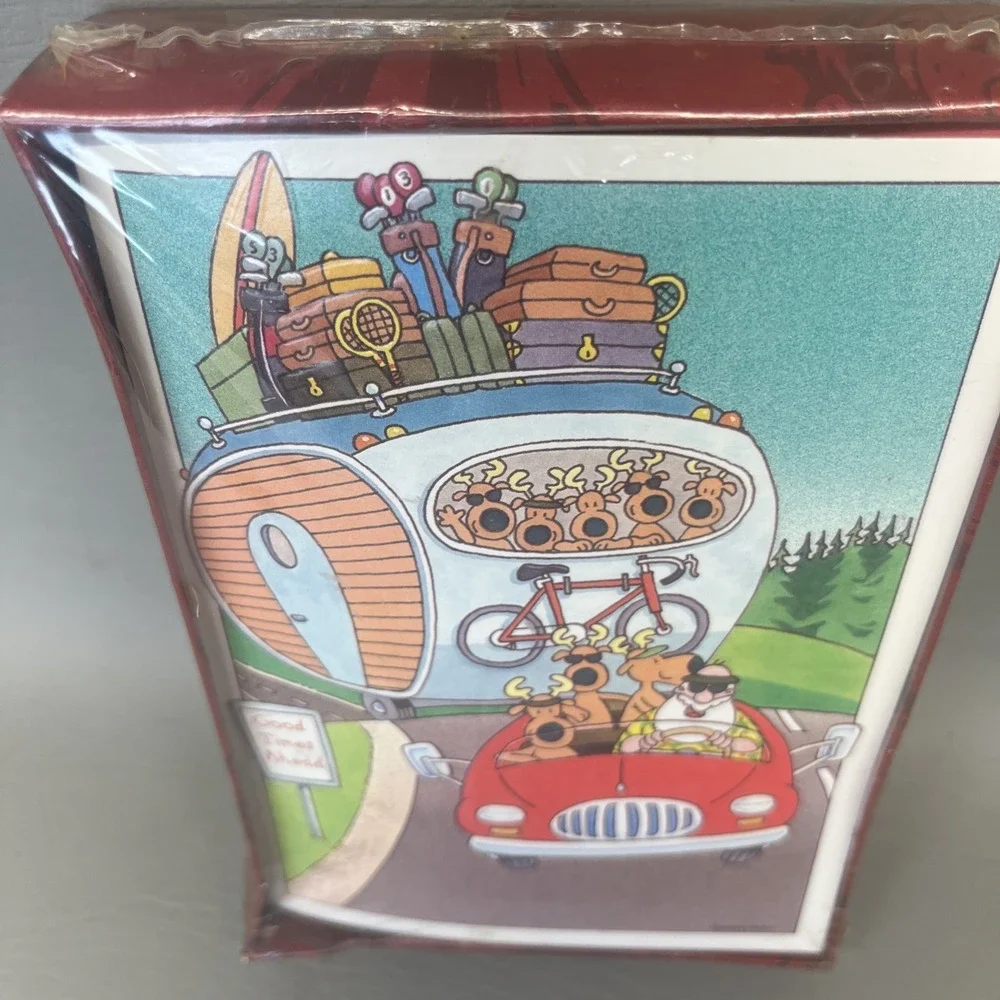 Gibson Santa Camper Vintage Christmas Cards Set of 20 NOS Made in USA Sealed